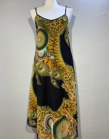Boo Radley Black And Orange Patterned Dress- Size Extra Small