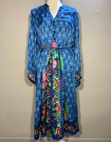 Ryy Blue Patterned Dress- Size Large