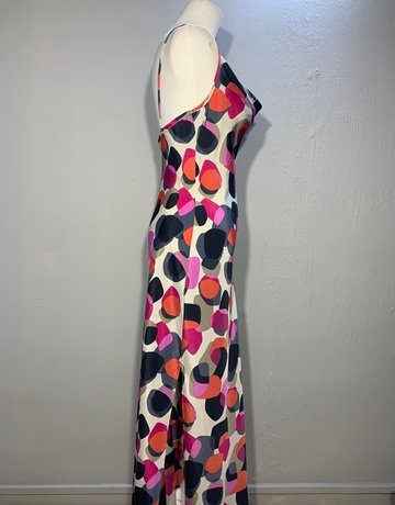 Basic Pink And Orange Patterned Dress- Size 34