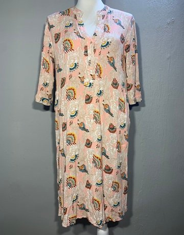 Desray Pink Patterned Dress- Size 34