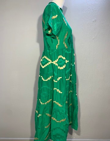 RESERVED FOR THANDI GOA Green Patterned Cotton Dress- Size Small