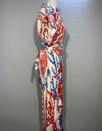 ME&B Red And Blue Patterned Dress- Size 36