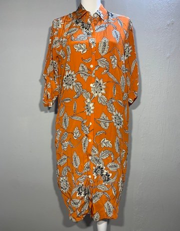 Trenery Orange Pure Silk Dress- Size 8
