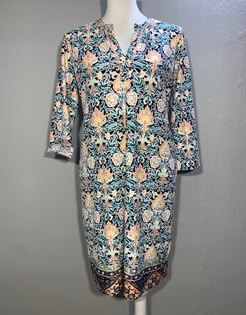 Iconic Blue And Orange Patterned Dress- Size Extra Large