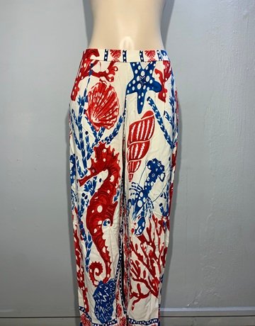 ME&B Blue And Red Patterned Pants- Size 36