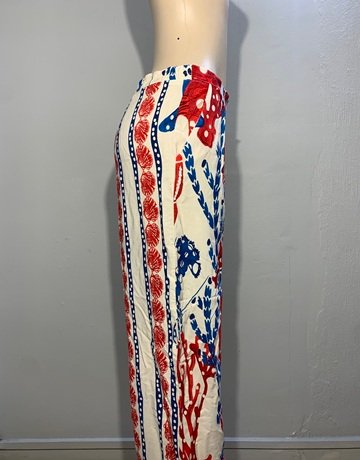 ME&B Blue And Red Patterned Pants- Size 36