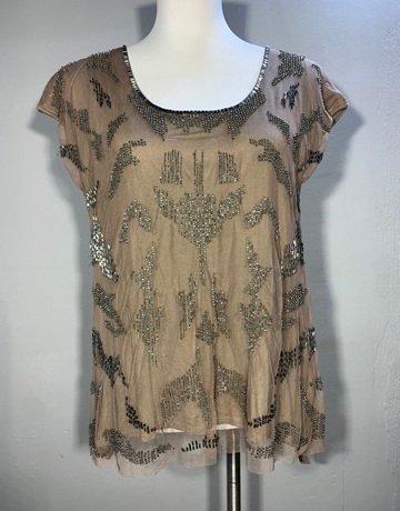 Brown Beaded Top (No Brand Name)- Size 36