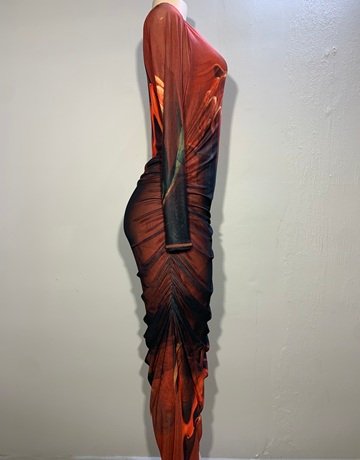 Hugo Flear Orange And Red Dress- Size 32-36