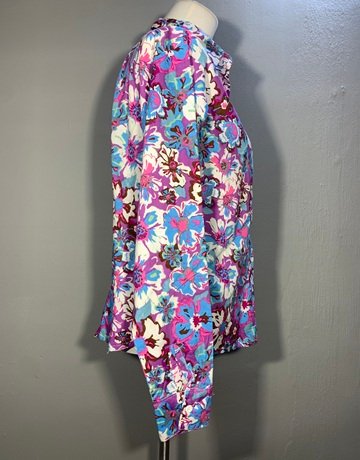 Purple Floral Cotton Shirt (No Brand Name)- Size Large
