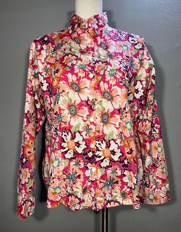 Pink Floral Cotton Shirt (No Brand Name)- Size Large