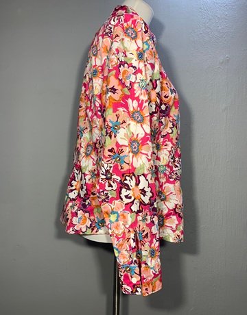 Pink Floral Cotton Shirt (No Brand Name)- Size Large