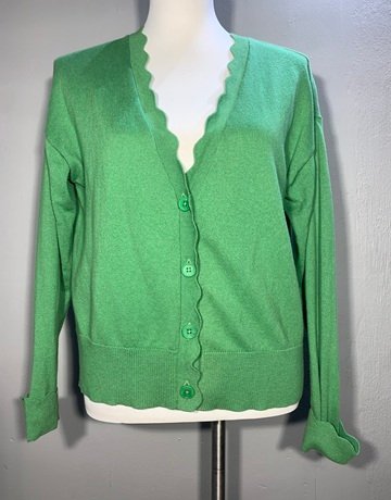 Poetry Green Cotton Cardigan- Size Small