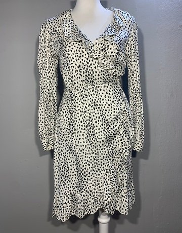 Maje White And Black Wrap Dress- Size 2 ( UK 32)