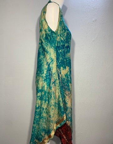 Blue Silk Dress (No Brand Name)- Size UK 36