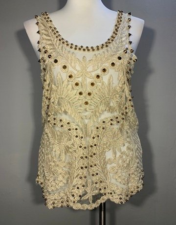 Cream See-Through Top- Size Small