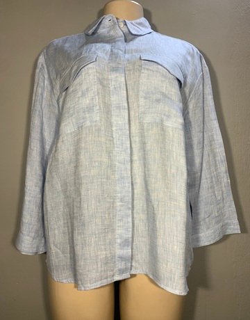 Jaeger Blue Pure Linen Shirt- Size UK12 (has matching pants- sold separately)