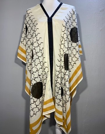 White And Black Patterned Kaftan (No Brand Name)- Free Size