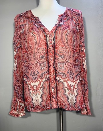 Lucky Brand Pink And White Patterned Shirt- Size Medium