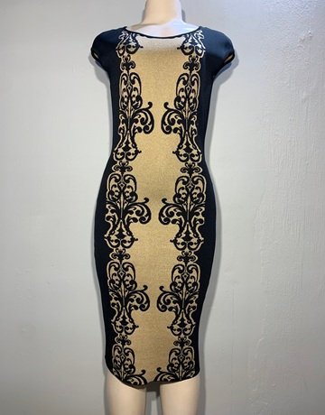 Luisa Spagnoli Black And Gold Dress- Size Small