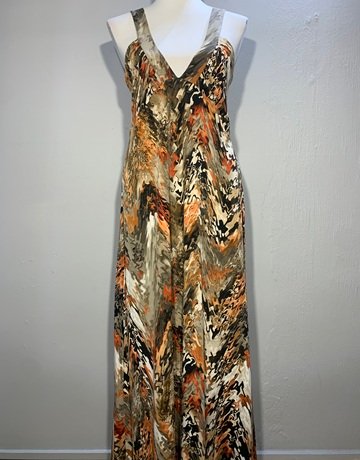 Marianna Brown And Orange Patterned Dress- Size 36