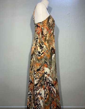 Marianna Brown And Orange Patterned Dress- Size 36