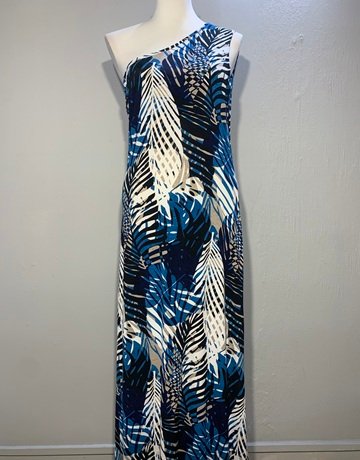 Urban Rose Blue Patterned Long Dress - Size Large