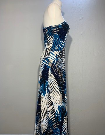 Urban Rose Blue Patterned Long Dress – Size Large