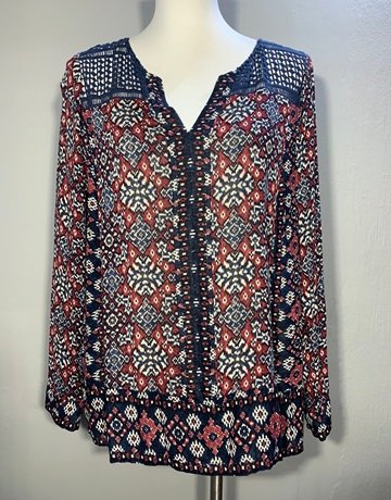 Lucky Brand Red And Blue Patterned Shirt- Size Medium