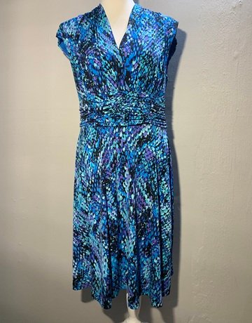 Black Label Blue Patterned Dress- Size 14