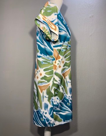 Werdy Bashford Blue And Green Patterned Dress- Size Medium