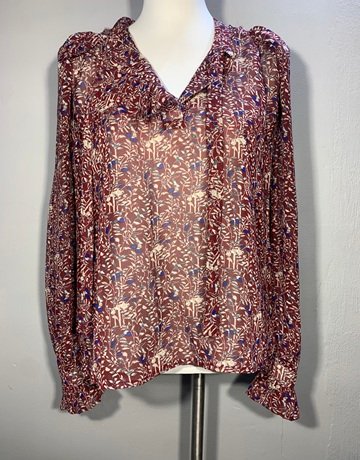 Desray Maroon Patterned Top- Size 32