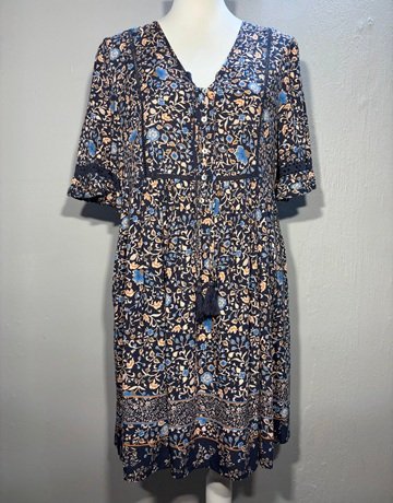 Stella Morgan Black And Blue Patterned Dress- Size UK10
