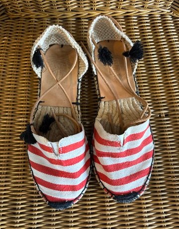Espadril Red And White Sandal- Size 39