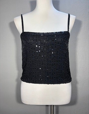 Giorgio Black Sequin Top- Size Large