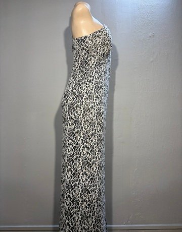 Grey And White Patterned Dress- Size