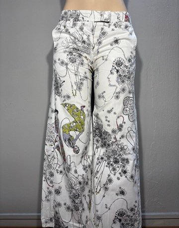 Maya Prass White And Grey Patterned Pants- Size 32