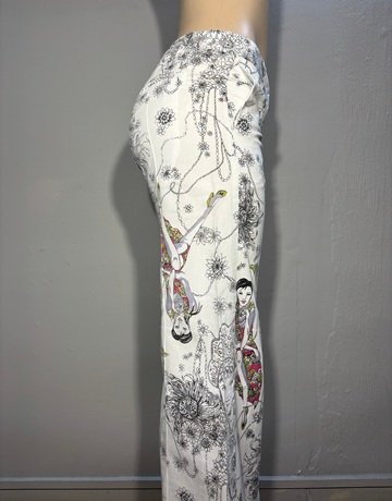 Maya Prass White And Grey Patterned Pants- Size 32