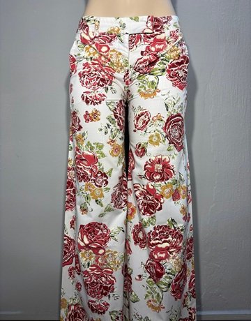 Maya Prass Red And White Patterned Pants- Size 32