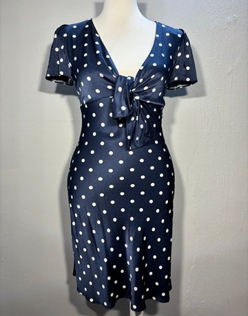 Guess Navy Blue Polka Dot Dress- Size Small