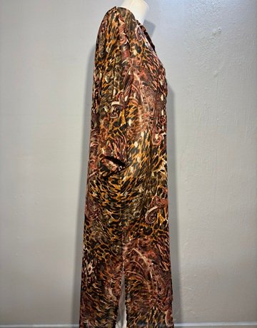 Moomoone Brown Patterned Mesh Dress- Size