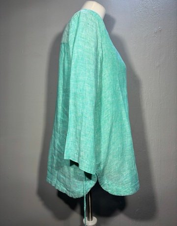 Isaac Mizrahi Teal Pure Linen Top- Size Medium