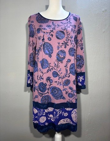 Maya Prass Purple Patterned Dress- Size 38