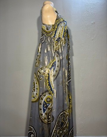 Monsoon Grey Patterned Dress- Size UK16