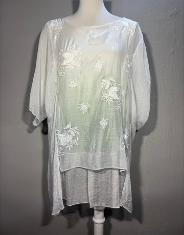 Olla Oh Green And White Top- Size Large