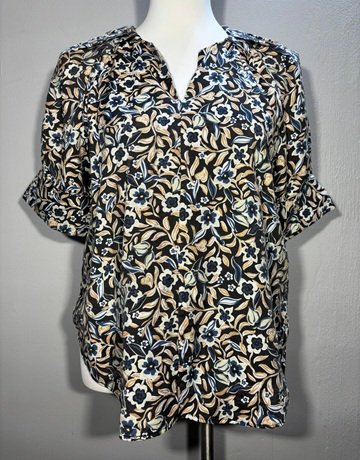 Witchery Black And Blue Floral Top- Size 10