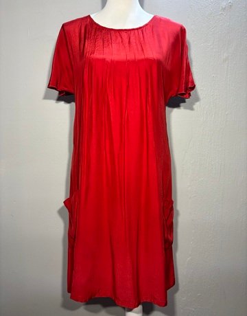Akira Red Pure Silk Dress- Size Medium
