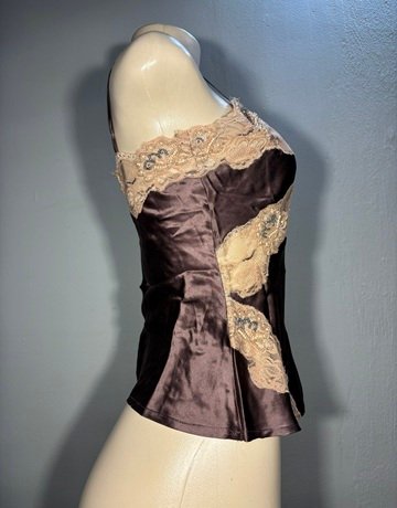 keep for stephanie safari -Pink Soda Lab Brown Pure Silk Top- Size 8