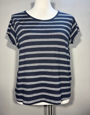 G-Star Navy Blue And White Cotton Top- Size Medium