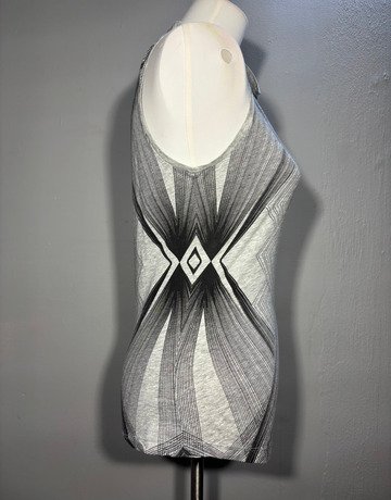 Diesel Grey And Black Cotton Top- Size Extra-Small