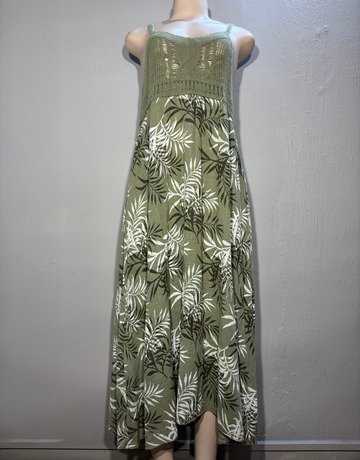 Something Pretty Green Patterned Dress- Size Medium